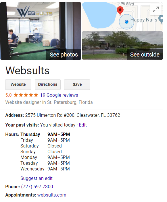 Google Business Listing for Websults